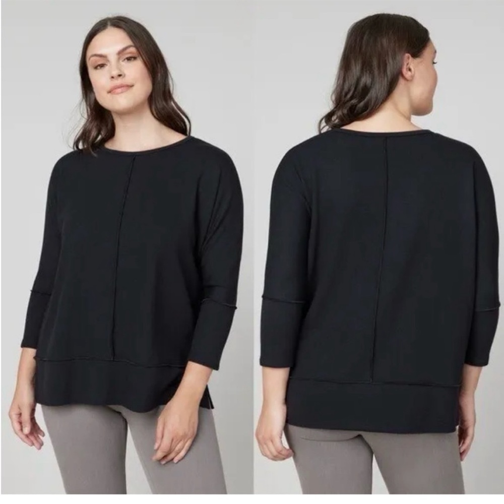 SPANX Perfect Length Black Top Dolman 3/4 Sleeve Stretchy Tunic Tee Sz S - Picture 3 of 16